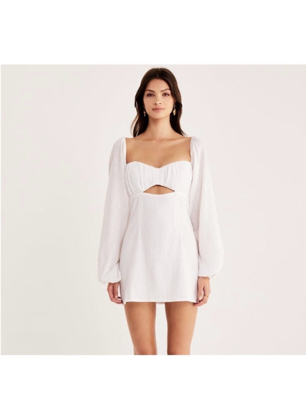 RUMER- White Long-Sleeve Mini Dress- NEW WITH TAG